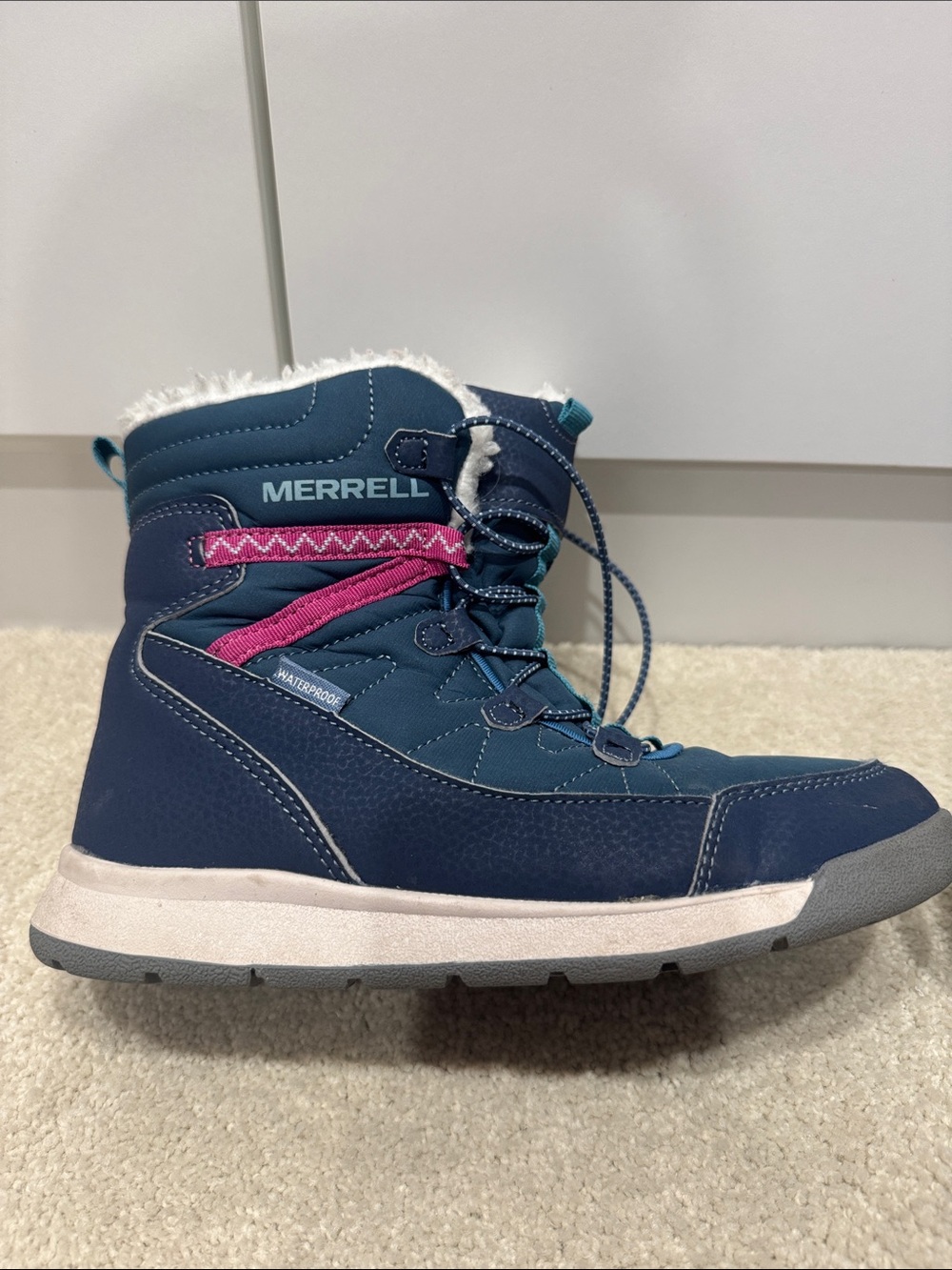Merrell Girl’s Navy and Pink Insulated Waterproof Winter Boot